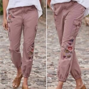 Sundance Mauve Joggers with Floral Embroidery